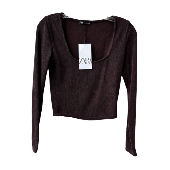 Zara | Tops | Zara Cropped Long Sleeve Top | Poshmark